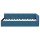 vidaXL Sarokágy keret fejtámlával Kék 90 cm x 200 cm Bársony