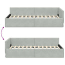 vidaXL Sarokágy keret Világosszürke 90 x 200 cm Velúr és műnyír