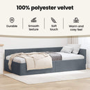 vidaXL Sarokágy keret fejtámlával Sötétszürke 90 cm x 200 cm Bársony