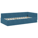 vidaXL Sarokágy keret fejtámlával Kék 100 cm x 200 cm Bársony