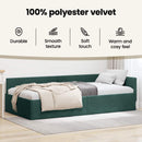 vidaXL Sarokágy keret fejtámlával Sötétzöld 100 cm x 200 cm Bársony