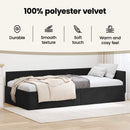 vidaXL Sarokágy keret fejtámlával Fekete 100 cm x 200 cm Bársony