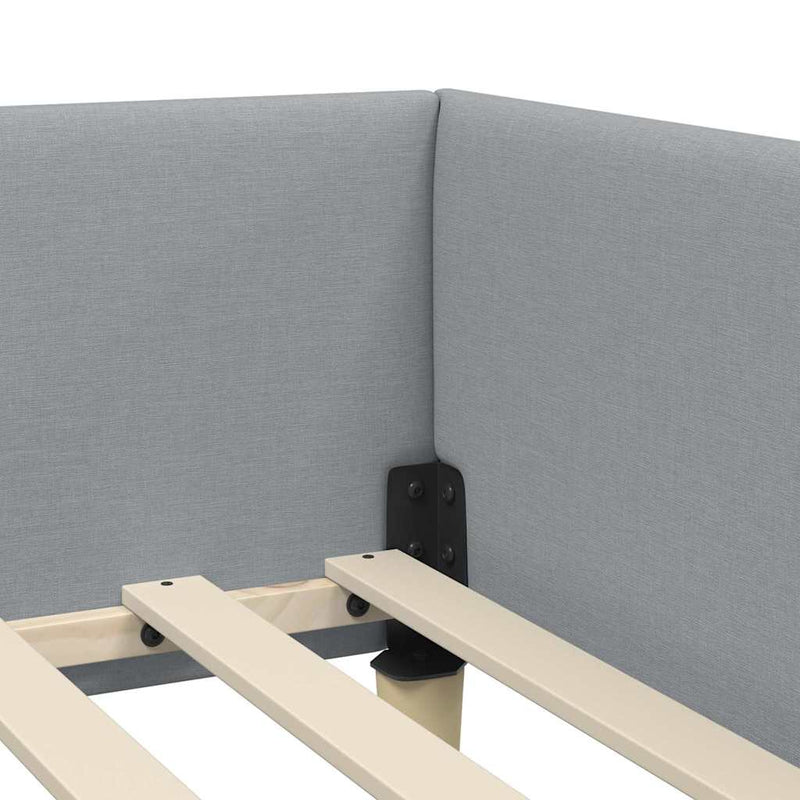 vidaXL Sarokágy keret fejtámlával Világosszürke 80 x 200 cm szövet