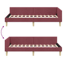 vidaXL Sarokágy keret Bordó 80 x 200 cm szövet