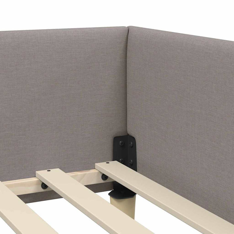 vidaXL Sarokágy keret fejtámlával Tópszínű 90 x 200 cm szövet