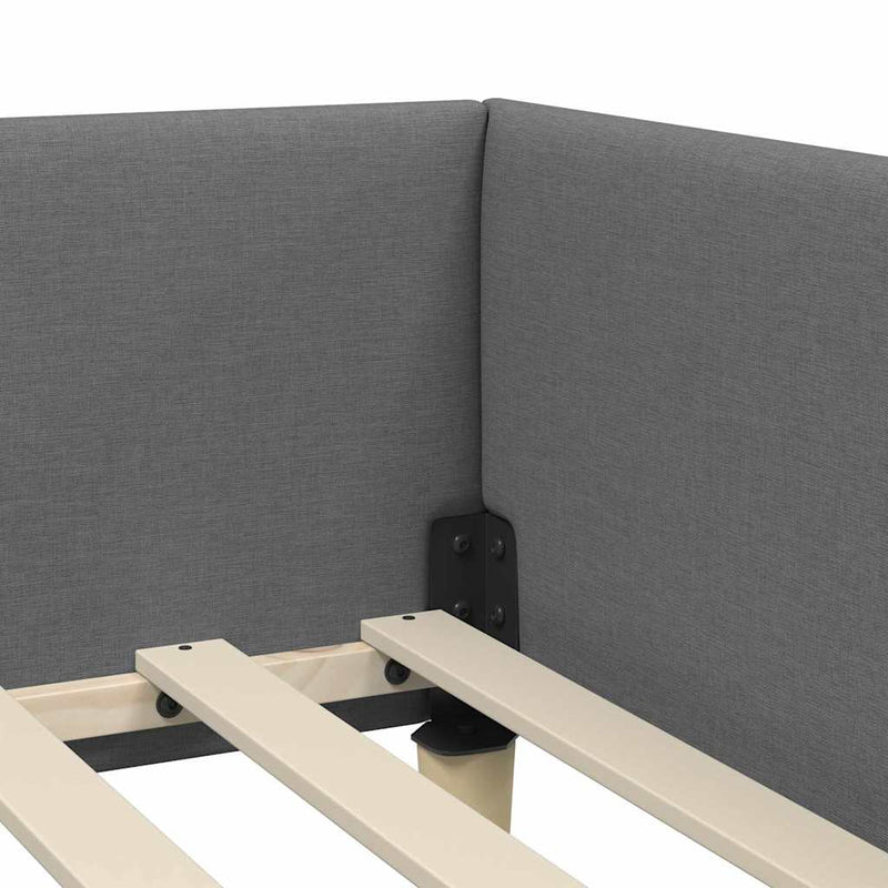 vidaXL Sarokágy keret fejtámlával Sötétszürke 100 x 200 cm szövet