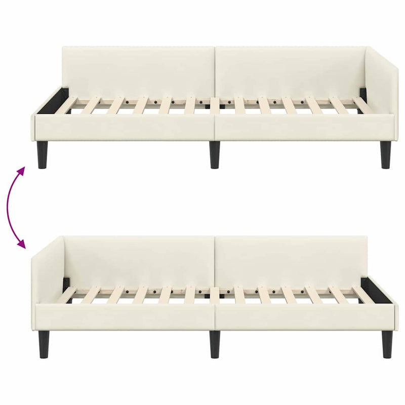 vidaXL Sarok Ágykeret Krém 80 x 200 cm Bársony és Mérnökölt fa