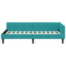 vidaXL Sarokágy keret fejtámlával Türkiz 80 cm x 200 cm Bársony