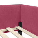 vidaXL Sarokágy keret fejtámlával Bordó 90 cm x 190 cm Bársony
