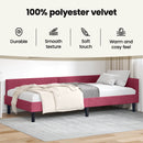 vidaXL Sarokágy keret fejtámlával Bordó 90 cm x 190 cm Bársony