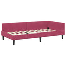 vidaXL Sarokágy keret fejtámlával Bordó 90 cm x 190 cm Bársony