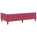 vidaXL Sarokágy keret fejtámlával Bordó 90 cm x 190 cm Bársony