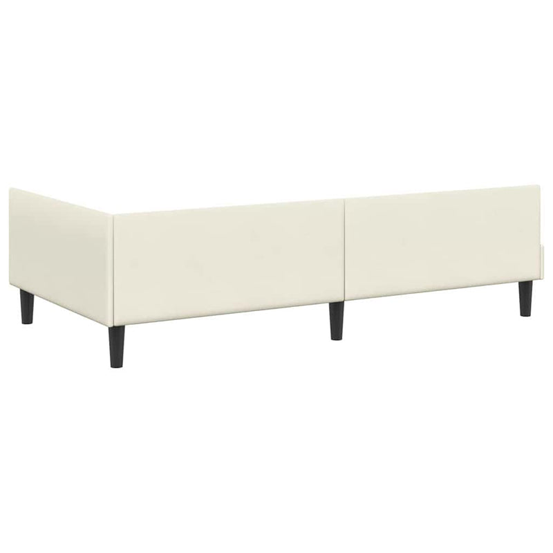 vidaXL Sarok Ágykeret Krém 90 x 190 cm Bársony és Mérnökölt fa