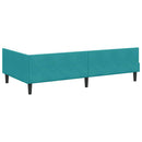 vidaXL Sarokágy keret fejtámlával Türkiz 90 cm x 190 cm Bársony