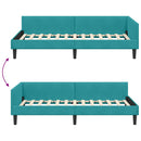 vidaXL Sarokágy keret fejtámlával Türkiz 90 cm x 190 cm Bársony
