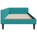 vidaXL Sarokágy keret fejtámlával Türkiz 90 cm x 190 cm Bársony