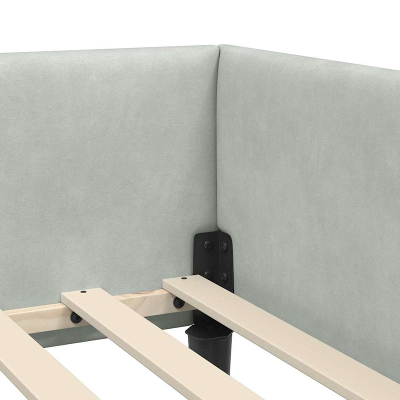 vidaXL Sarok Ágykeret fejtámlával Világosszürke 90 x 200 cm