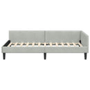 vidaXL Sarokágy keret fejtámlával Világosszürke 90 cm x 200 cm Bársony