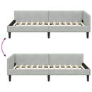vidaXL Sarokágy keret fejtámlával Világosszürke 90 cm x 200 cm Bársony