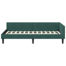 vidaXL Sarokágy keret fejtámlával Sötétzöld 90 cm x 200 cm Bársony