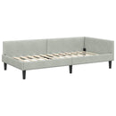 vidaXL Sarokágy keret Világosszürke 100 cm x 200 cm Bársony