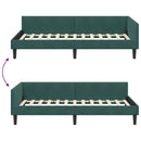 vidaXL Sarokágy keret fejtámlával Sötétzöld 100 cm x 200 cm Bársony