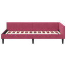 vidaXL Sarokágy keret fejtámlával Bordó 100 cm x 200 cm Bársony