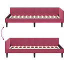 vidaXL Sarokágy keret fejtámlával Bordó 100 cm x 200 cm Bársony
