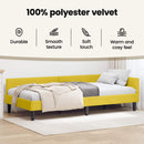 vidaXL Sarokágy keret fejtámlával Sárga 100 cm x 200 cm Bársony