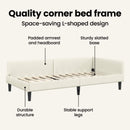 vidaXL Sarokágy keret fejtámlával Krém 100 cm x 200 cm Bársony