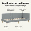 vidaXL Sarokágy keret Világosszürke 80 cm x 200 cm Szövet és Plywood