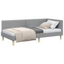 vidaXL Sarokágy keret Világosszürke 80 cm x 200 cm Szövet és Plywood