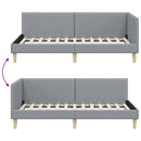 vidaXL Sarokágy keret Világosszürke 80 cm x 200 cm Szövet és Plywood