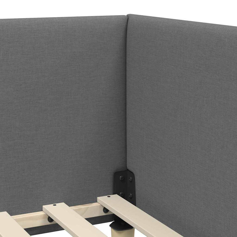 vidaXL Sarokágy keret Sötétszürke 80 x 200 cm Szövet és Mérnöki Fa