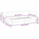 vidaXL Sarokágy keret Sötétszürke 80 x 200 cm Szövet és Mérnöki Fa