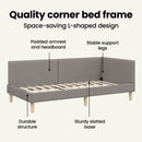 vidaXL Sarokágy keret Tópszínű 80 cm x 200 cm Szövet és Plywood