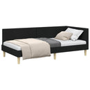vidaXL Sarokágy keret Fekete 90 cm x 200 cm Szövet és Plywood