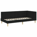 vidaXL Sarokágy keret Fekete 90 cm x 200 cm Szövet és Plywood