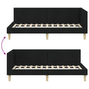 vidaXL Sarokágy keret Fekete 90 cm x 200 cm Szövet és Plywood