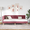 vidaXL Sarokágy keret Bordó 90 cm x 200 cm Szövet és Plywood