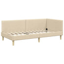 vidaXL Sarokágy keret Krém 90 cm x 200 cm Szövet és Plywood