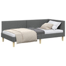 vidaXL Sarokágy keret Sötétszürke 100 cm x 200 cm Szövet és Plywood