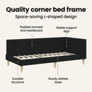 vidaXL Sarokágy keret Fekete 100 cm x 200 cm Szövet és Plywood