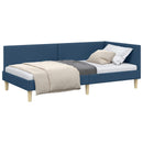 vidaXL Sarokágy keret Kék 100 cm x 200 cm Szövet és Plywood