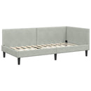vidaXL Sarokágy keret fejtámlával Világosszürke 80 cm x 200 cm Bársony