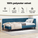 vidaXL Sarokágy keret fejtámlával Kék 90 cm x 190 cm Bársony