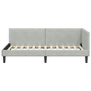 vidaXL Sarokágy keret fejtámlával Világosszürke 90 cm x 190 cm Bársony
