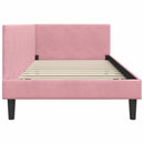 vidaXL Sarokágy keret fejtámlával Rózsaszín 90 cm x 190 cm Bársony