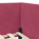 vidaXL Sarokágy keret fejtámlával Bordó 90 cm x 190 cm Bársony