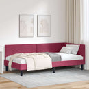 vidaXL Sarokágy keret fejtámlával Bordó 90 cm x 190 cm Bársony